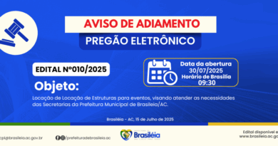 PE N°010/2025 – AVISO DE ADIAMENTO PE N°010/2025 – AVISO DE ADIAMENTO