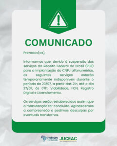 Comunicado Importante: Indisponibilidade Temporária de Serviços